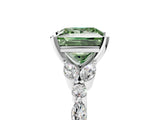 White gold Fancy Green Princess Cut Diamond Solitaire Ring with Side Stones and Four-Prong Setting_45