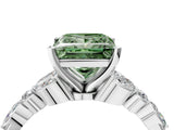 White gold Fancy Green Princess Cut Diamond Solitaire Ring with Side Stones and Four-Prong Setting_45