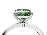 White gold Fancy Green Princess Cut Diamond Solitaire Ring with Thin Band and Prong Setting_32