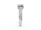 White gold Fancy Green Princess Cut Diamond Solitaire Ring with Three-Row Pavé Band and Four-Prong Setting_31