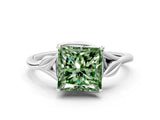 White gold Fancy Green Princess Cut Diamond Solitaire Ring with Twist Band and Four-Prong Setting_71