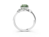 White gold Fancy Green Princess Cut Diamond Solitaire Ring with Twist Band and Four-Prong Setting_74