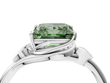 White gold Fancy Green Princess Cut Diamond Solitaire Ring with Twist Band and Four-Prong Setting_75