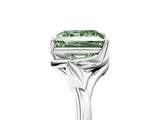 White gold Fancy Green Princess Cut Diamond Solitaire Ring with Twist Band and Four-Prong Setting_76