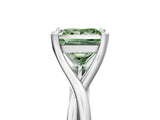 White gold Fancy Green Princess Cut Diamond Solitaire Twist Band Prong Setting Ring_108