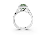 White gold Fancy Green Princess Cut Diamond Split Shank Halo Ring with Four-Prong Setting_44