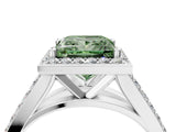 White gold Fancy Green Princess Cut Diamond Split Shank Halo Ring with Four-Prong Setting_45