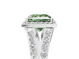 White gold Fancy Green Princess Cut Diamond Split Shank Halo Ring with Four-Prong Setting_45