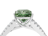 White gold Fancy Green Princess Cut Diamond Split Shank Pavé Engagement Ring with Four-Prong Setting_32