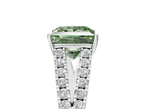 White gold Fancy Green Princess Cut Diamond Split Shank Pavé Engagement Ring with Four-Prong Setting_33