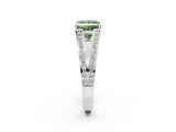 White gold Fancy Green Princess Cut Diamond Split Shank Ring with Pavé Band and Four-Prong Setting_19