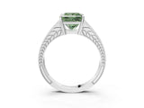 White gold Fancy Green Princess Cut Diamond Split Shank Ring with Pavé Band and Four-Prong Setting_20