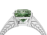 White gold Fancy Green Princess Cut Diamond Split Shank Ring with Pavé Band and Four-Prong Setting_21