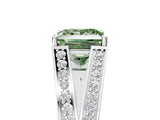 White gold Fancy Green Princess Cut Diamond Split Shank Ring with Pavé Band and Four-Prong Setting_22