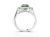 White gold Fancy Green Princess Cut Diamond Three-Stone Engagement Ring with Prong Setting and Pavé Band_3