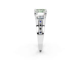 White gold Fancy Green Princess Cut Diamond Three-Stone Ring with Channel Set Band and Four-Prong Setting_47