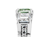 White gold Fancy Green Princess Cut Diamond Three-Stone Ring with Channel Set Band and Four-Prong Setting_50