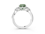 White gold Fancy Green Princess Cut Diamond Three-Stone Ring with Pear  Side Stones and Prong Setting_115
