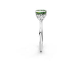 White gold Fancy Green Princess Cut Diamond Three-Stone Ring with Pear  Side Stones and Prong Setting_120