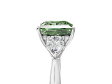 White gold Fancy Green Princess Cut Diamond Three-Stone Ring with Pear  Side Stones and Prong Setting_123