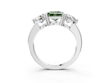 White gold Fancy Green Princess Cut Diamond Three-Stone Ring with Prong Setting and Classic Band_48