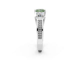 White gold Fancy Green Princess Cut Diamond Three-Stone Ring with Prong Setting and Textured Band_23