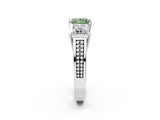 White gold Fancy Green Princess Cut Diamond Three-Stone Ring with Prong Setting and Textured Band_35