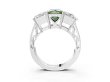 White gold Fancy Green Princess Cut Diamond Three-Stone Ring with Prong Setting and Textured Band_36