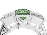 White gold Fancy Green Princess Cut Diamond Three-Stone Ring with Prong Setting and Textured Band_37