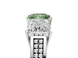 White gold Fancy Green Princess Cut Diamond Three-Stone Ring with Prong Setting and Textured Band_5