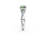 White gold Fancy Green Princess  Cut Diamond Twist Band Solitaire with Prong Setting_2