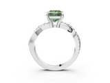 White gold Fancy Green Princess  Cut Diamond Twist Band Solitaire with Prong Setting_3