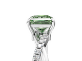 White gold Fancy Green Princess  Cut Diamond Twist Band Solitaire with Prong Setting_5