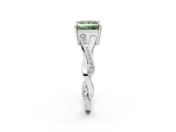 White gold Fancy Green Princess  Cut Diamond Twisted Band Engagement Ring with Prong Setting_5