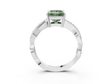 White gold Fancy Green Princess  Cut Diamond Twisted Band Engagement Ring with Prong Setting_6