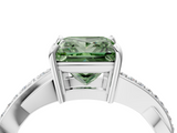 White gold Fancy Green Princess  Cut Diamond Twisted Band Engagement Ring with Prong Setting_7