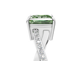 White gold Fancy Green Princess  Cut Diamond Twisted Band Engagement Ring with Prong Setting_8