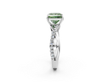 White gold Fancy Green Princess  Cut Diamond Twisted Band with Pavé Setting and Four-Prong Setting_2