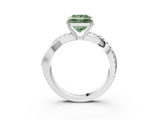 White gold Fancy Green Princess  Cut Diamond Twisted Band with Pavé Setting and Four-Prong Setting_3