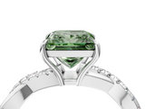 White gold Fancy Green Princess  Cut Diamond Twisted Band with Pavé Setting and Four-Prong Setting_4