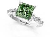 White gold Fancy Green Princess  Cut Diamond Vine Band with Four-Prong Setting_1
