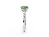 White gold Fancy Green Princess  Cut Diamond Vine Band with Four-Prong Setting_2
