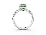 White gold Fancy Green Princess  Cut Diamond Vine Band with Four-Prong Setting_3