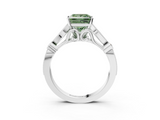 White gold Fancy Green Princess  Cut Diamond with Milgrain Marquise and Bezel Accents on a Solitaire Band with Prong Setting_3