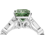 White gold Fancy Green Princess  Cut Diamond with Milgrain Marquise and Bezel Accents on a Solitaire Band with Prong Setting_4
