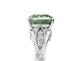 White gold Fancy Green Princess  Cut Diamond with Milgrain Marquise and Bezel Accents on a Solitaire Band with Prong Setting_5