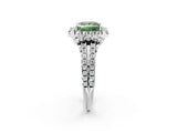 White gold Fancy Green Princess  Cut Double Halo Diamond Engagement Ring with Pave Band and Four-Prong Setting_75