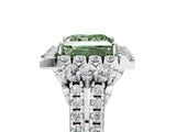 White gold Fancy Green Princess  Cut Double Halo Diamond Engagement Ring with Pave Band and Four-Prong Setting_78