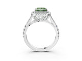 White gold Fancy Green Princess  Cut Double Halo Split Shank Diamond Ring with Prong Setting_31