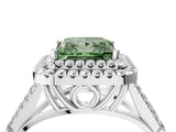 White gold Fancy Green Princess  Cut Double Halo Split Shank Diamond Ring with Prong Setting_33